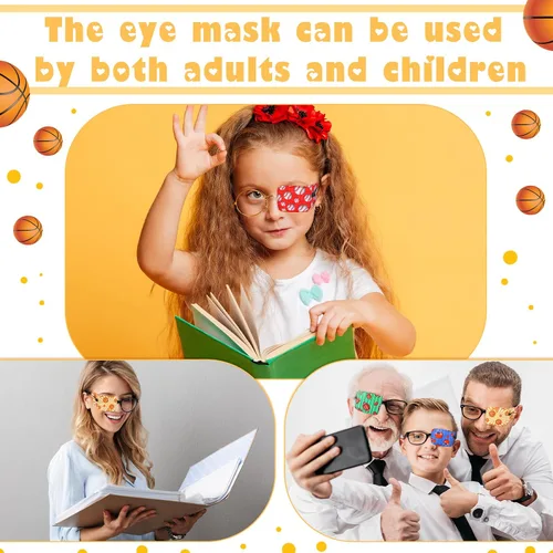 Vista 5 de Treela 8 parches de ojos para niños, parche para gafas para cubrir cualquiera de los ojos, parche de tela de dibujos animados para niños y niñas