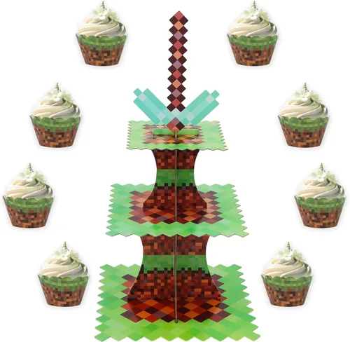 Vista 16 de BEISHIDA Soporte para cupcakes de dinosaurio de 3 niveles, decoración de fiesta, temática de dinosaurio, soporte para cupcakes, 12 piezas