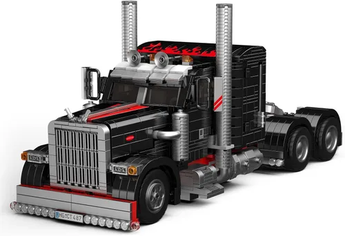 Vista 2 de Mould King 10037 Technique US Truck The Black Monster Modelo, Kit de coche deportivo con tecnología creativa, exhibición para coleccionistas