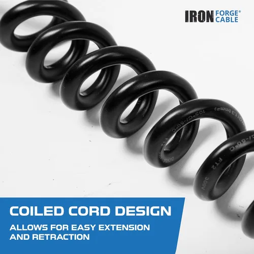 Vista 4 de Iron Forge Cable Cable de extensión en espiral negro calibre 16, 5 pies - 3