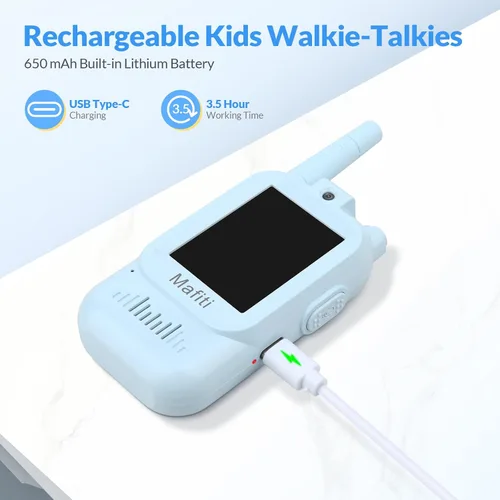 Vista 5 de Mafiti Juguetes para niños y niñas de 3, 4, 5, 6, 7, 8 años, mini video walkie talkies para niños, paquete de 2 unidades, recargable, rango de 1000