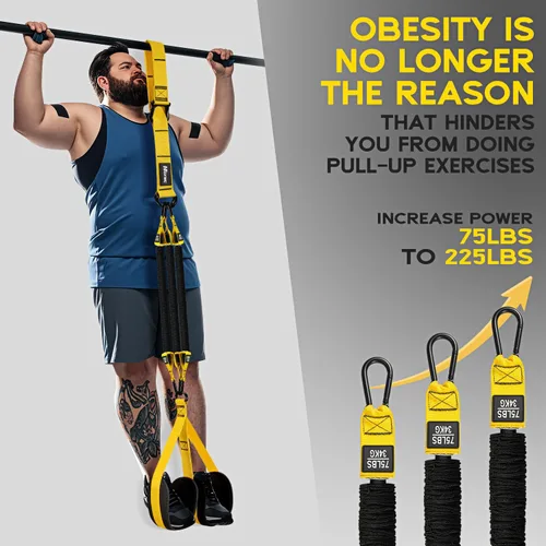 Vista 3 de HOXWC Bandas de Asistencia para Flexiones, Banda de Resistencia Ajustable de Alta Resistencia para Flexiones, 3 Bandas de Flexiones, Tejido Cómodo