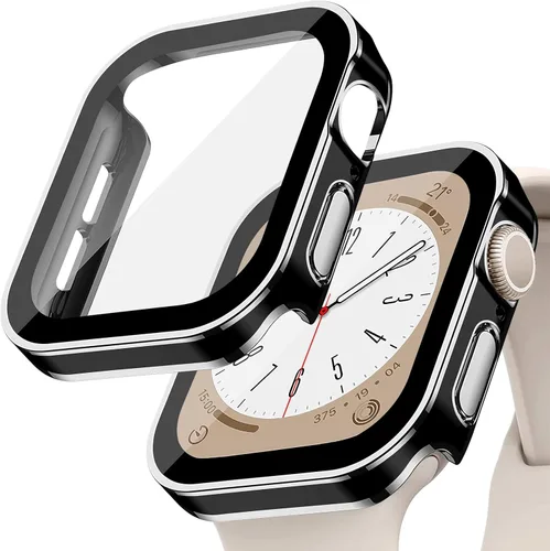 Vista 41 de Protección de Pantalla EIHAIHIS para Apple Watch Funda Serie 11 10 9 SE 8 7 6 5 4 40mm 44mm 41mm 45mm 42mm 46mm Vidrio Templado Impermeable PC