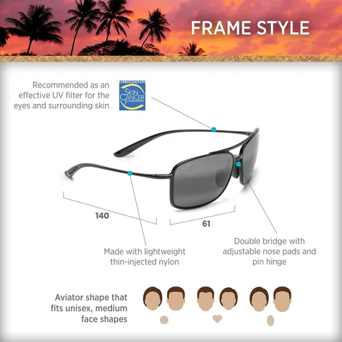 Vista 8 de Maui Jim Men's and Women's Kaupo Gap Polarized Aviator Sunglasses