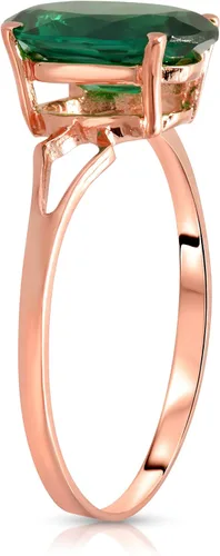 Vista 2 de Galaxy Gold GG Anillo solitario de oro rosa sólido de 14 quilates de 1.90 quilates con esmeralda vibrante genuina de corte brillante, aniversario