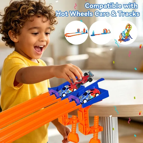 Vista 3 de Track Clamp and Starter Gate Compatible with Hot Wheels Racetracks (4 Lane Startr Gate + 2 Clamp Combo)