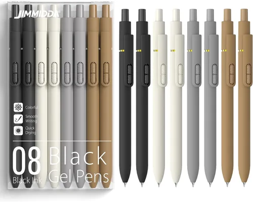 Vista 11 de Paquete de 8 bolígrafos de gel negro, punta media de 0.028 in, bolígrafos de tinta retráctiles de secado rápido para escritura suave, suministros