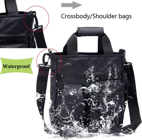 Vista 4 de d'yallee Bolso de mensajero cruzado para hombre, bolso de trabajo de negocios impermeable de nailon
