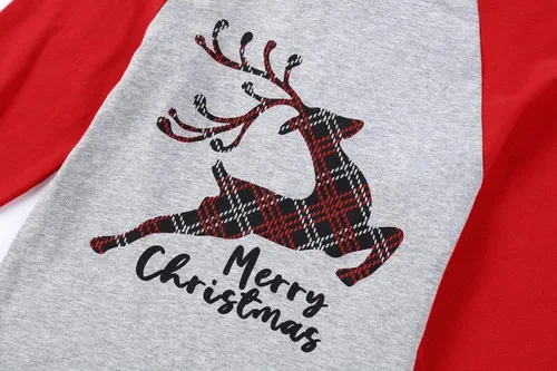 Vista 5 de Pijamas navideñas a juego para familia, ropa de dormir de Navidad con el clásico diseño a cuadros, para hombres y mujeres