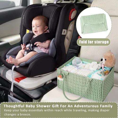 Vista 5 de MOMINSIDE Organizador de pañales para bebé, cesta de bebé, almacenamiento de guardería, mesa cambiadora portátil, organizador de auto para niñas