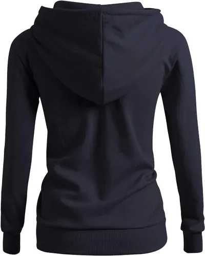 Vista 3 de CLOVERY Sudadera con capucha básica de manga larga con cremallera para mujer