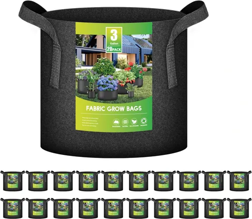 Vista 17 de iPower Paquete de 20 bolsas de cultivo de 2 galones, macetas de tela no tejida para plantación de jardín, macetas resistentes y de aireación