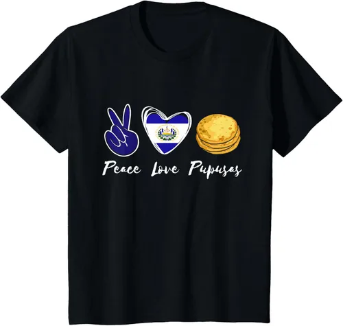 Vista 45 de Pupusas Lover Love Peace El Salvadaor Camiseta Comida Salvadoreña
