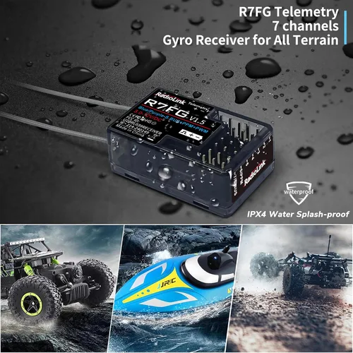 Vista 2 de Radiolink R7FG - Receptor de giroscopio de 7 canales, 2.4 GHz, telemetría integrada, control de largo alcance para RC coche, barco, transmisor