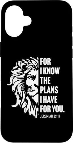 Vista 23 de Jeremiah 29:11 Christian Bible Verse Lion Graphic Case for iPhone 16