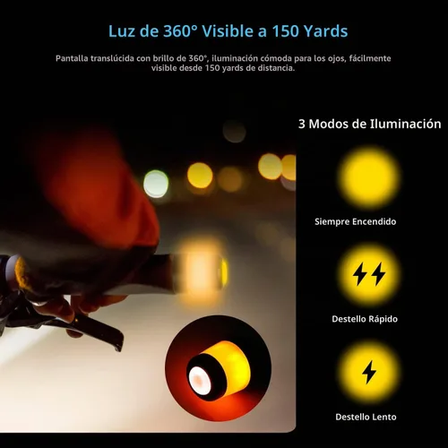 Vista 2 de ulip Luz de agarre para manillar señales de giro para bicicleta intermitentes para E-Scooters Lámpara indicadora recargable USB Luces de advertencia