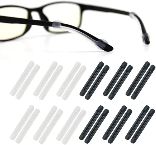 Vista 6 de Retenedor de lentes con punta de patilla para niños y adultos, soporte antideslizante de silicona para lentes con gancho para las orejas, 12 pares