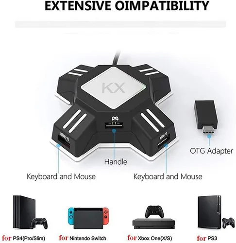 Vista 7 de Convertidor de voltaje-Adaptador de enchufe de viaje, para interruptor/PS4/PS3 Cargadores KX USB controlador de juego convertidor teclado ratón
