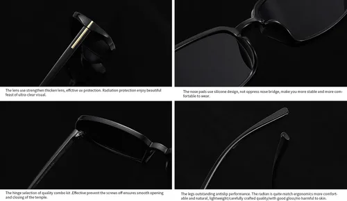 Vista 5 de Heptagtam - Gafas de sol rectangulares de moda para mujeres y hombres, gafas de conducción retro de los años 90, anteojos cuadrados estrechos