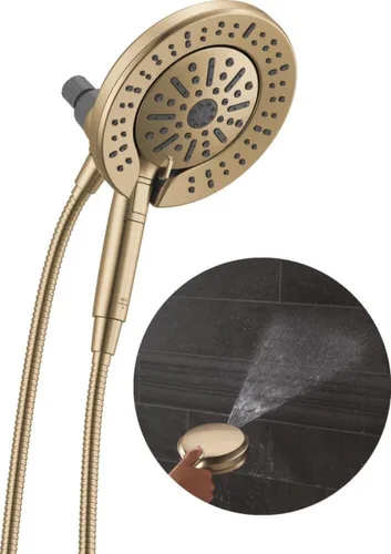 Vista 12 de Delta In2ition - Cabezal de ducha doble 2 en 1 de 5 ajustes con spray ProClean de alta presión de mano, cabezal de ducha desmontable dorado