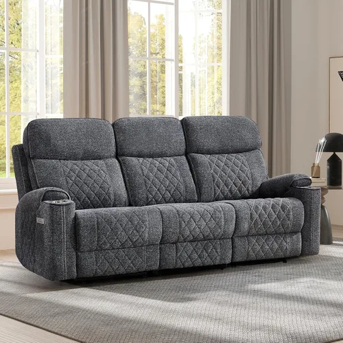 Vista 14 de EBELLO Sofá reclinable eléctrico de tela, sofá reclinable de dos plazas con portavasos, puertos de carga USB tipo C y espacio de almacenamiento, 2