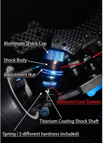 Vista 5 de Yeah Racing Drift Spec Shock-Gear 1.969 in Amortiguador Set para 1/10 RC Car Azul #TATT-022BU