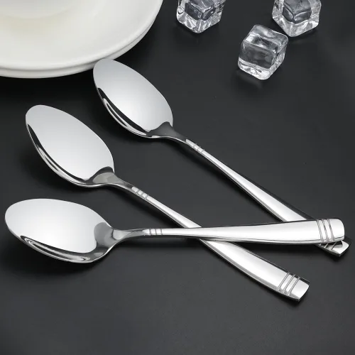 Vista 4 de Obstnny Cucharas de cena de acero inoxidable, 8 pulgadas, juego de 12