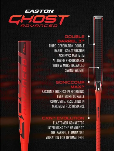 Vista 3 de Easton 2026 Bate de sóftbol Ghost Advanced Fastpitch Aprobado para todos los campos -8 / -9 / -10 / -11 Drop 2 piezas compuesto Rojo