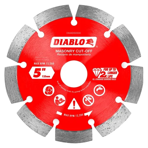 Vista 4 de Disco de corte segmentado de diamante Diablo para mampostería, hormigón, ladrillo y bloque - Diámetro de 4", Kerf de 2.2mm, 15250 RPM máx.