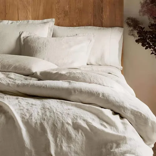 Vista 12 de Get Bed Ready Juego de funda de edredón de algodón lavado a la piedra, estilo casual, cambray, color sólido, relajado, suave, sensación moderna