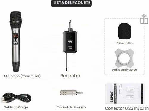 Vista 7 de SGPRO SG-13 Juego de micrófono de mano inalámbrico con receptor compacto