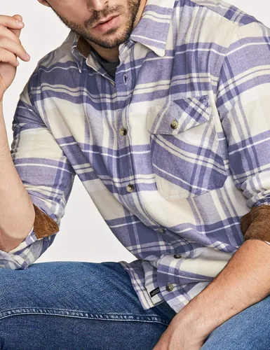 Vista 7 de CQR - Camisa de franela de algodón a cuadros con botones y manga larga para hombre, algodón cepillado suave, camisa de estilo informal