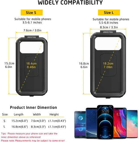 Vista 4 de iMESTOU IP66 - Soporte impermeable para teléfono para bicicleta con cabezal de bola de 1 pulgada, adecuado para componentes de tamaño RAM B/brazos
