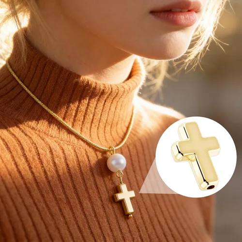 Vista 5 de OIIKI 60 cuentas de cruz para pulseras, dijes de cruz de plástico, cuentas religiosas, mini crucifijo suelto, espaciador, suministros de bricolaje