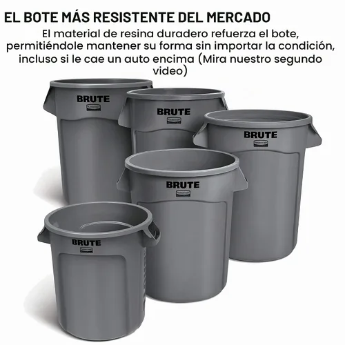 Vista 6 de Rubbermaid Commercial Products BRUTE - Bote de basura resistente de 10 galones, color negro, basurero para el hogar, cochera, centro comercial