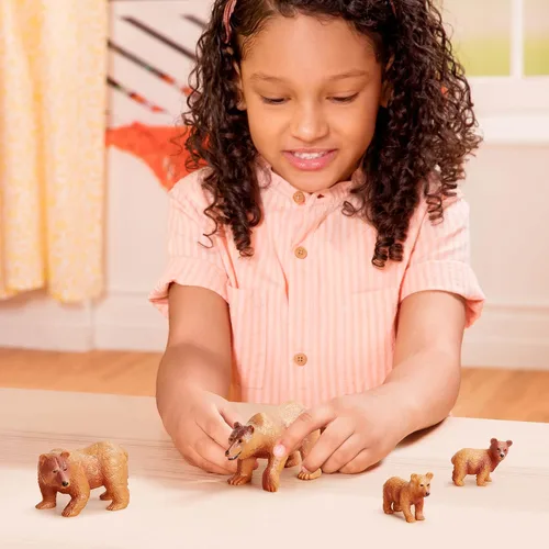 Vista 3 de Terra by Battat Conjunto familiar realista de oso pardo - 4 figuras de animales de plástico para niños, animales educativos de zoológico y juguetes