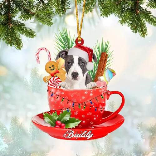 Vista 81 de Alaskan Malamute - Adorno de tetera de perro sentado en una tetera de Navidad, adorno de Navidad con nombre personalizado, adorno de automóvil