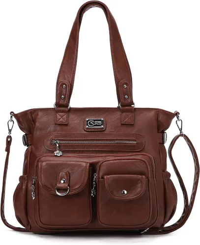 Vista 19 de KL928 Bolsos grandes para mujer, bolso de hombro, bolso de mano, elegantes bolsos Hobo de cuero vegano para señoras, A-Negro-4 01-gris carbón