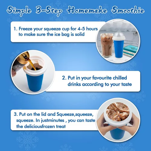 Vista 2 de 3 vasos para hacer granizados, tazas mágicas de congelación rápida para hacer helados caseros, batido de leche casero, taza para hacer granizados