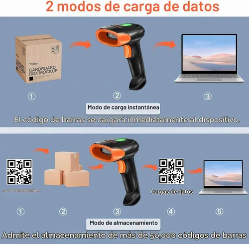 Vista 6 de Escáner de código de barras Bluetooth de KUIIYER, lector de código de barras inalámbrico QR 1D 2D