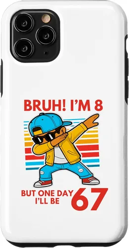 Vista 29 de Bruh I'm 8 But One-Day I'll Be 67 Retro 8th Birthday Kids Case for iPhone 17