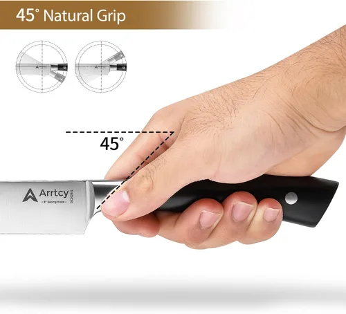 Vista 4 de Juego de Trinchar Pavo, Mango Ergonómico de Espiga Completa Cuchillo y Tenedor de Trinchar, Herramientas de Cocina de Acero Inoxidable Alemán