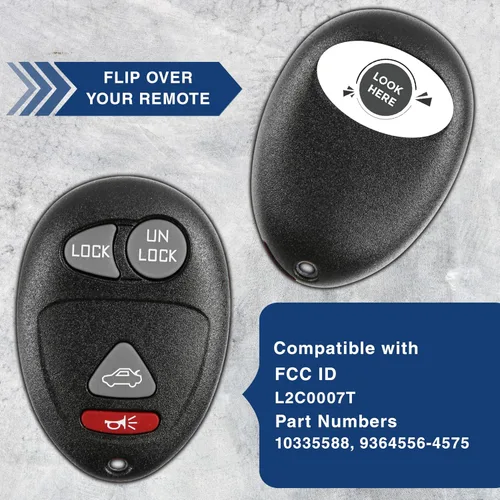 Vista 5 de Llave control remoto de repuesto KeylessOption, de 4 botones, para acceso sin llave, Negro