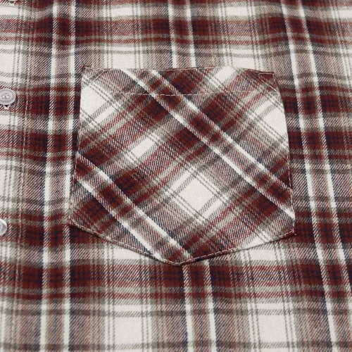 Vista 5 de Camisa sin mangas a cuadros para hombre, camisas vaqueras con botones