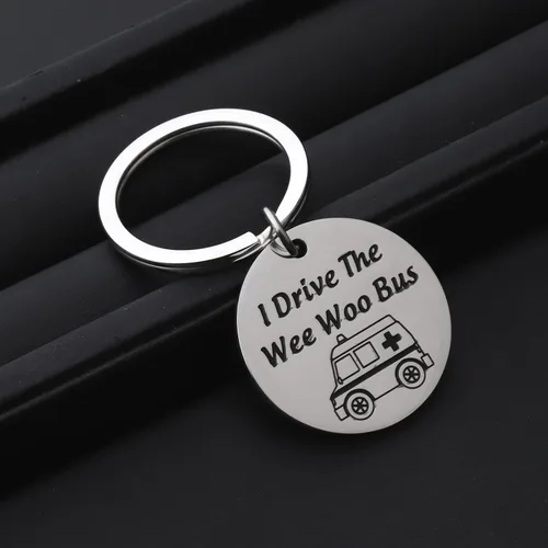 Vista 4 de FAADBUK Llavero de conductor de ambulancia, regalo de respuesta I Drive The Wee Woo Autobús de emergencia para vehículo de emergencia, regalo