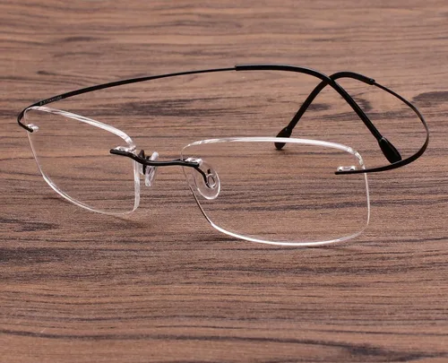 Vista 3 de Agstum Marco flexible sin marco de titanio sin bisagras, lentes ópticos transparentes