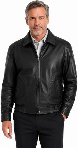 Vista 6 de REED Chaqueta de cuero All American Bomber para hombre, fabricada en EE. UU Negro