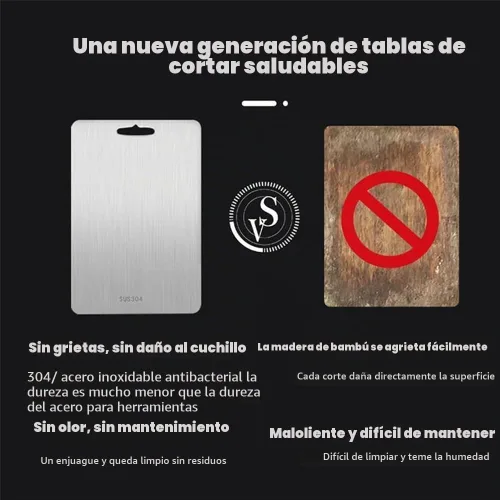 Vista 4 de Tabla de cortar de titanio, tabla de cortar de acero inoxidable de grado alimenticio, tabla de cortar de titanio para cocina, 14 x 10 pulgadas