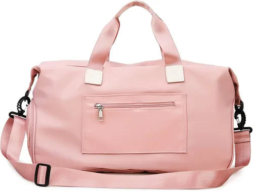 Vista 4 de Arouselove Bolsas de lona deportivas para mujeres y hombres, bolsa de gimnasio portátil con bolsillo húmedo y compartimento separado para zapatos