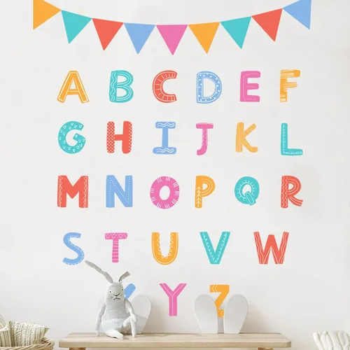 Vista 10 de Calcomanías de alfabeto para niños, alfabeto ABC, calcomanías de tren, calcomanías de pared de letras del alfabeto, calcomanías de pared